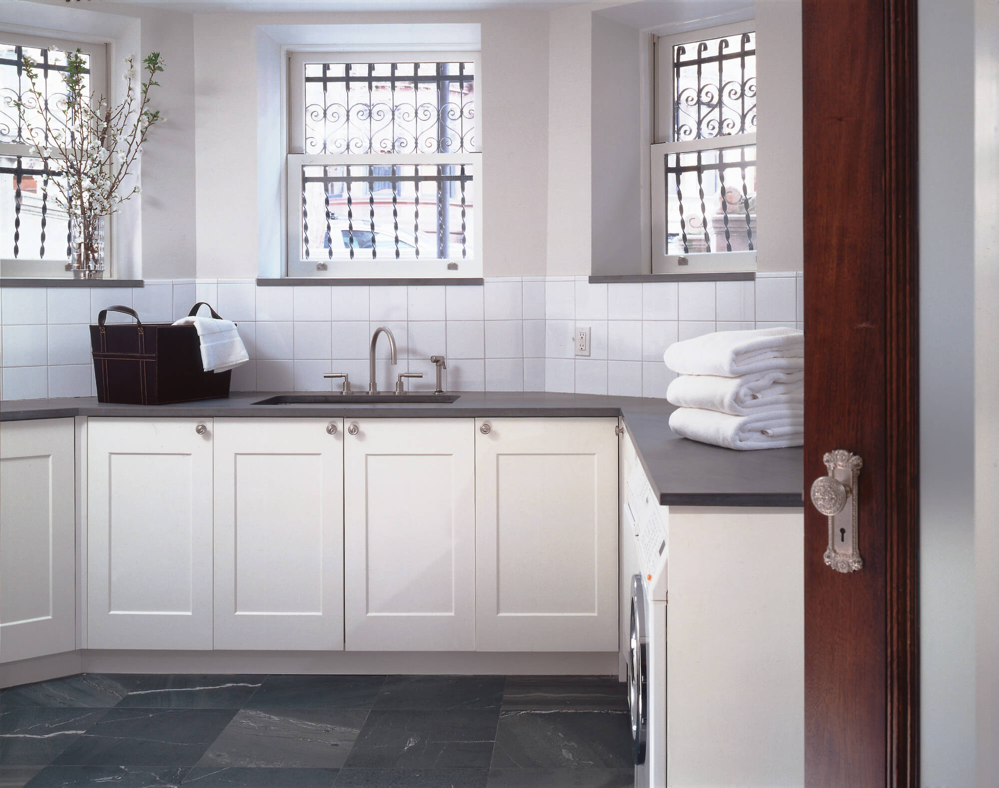 Park Slope Limestone, Laundry Room by Sherman Architects