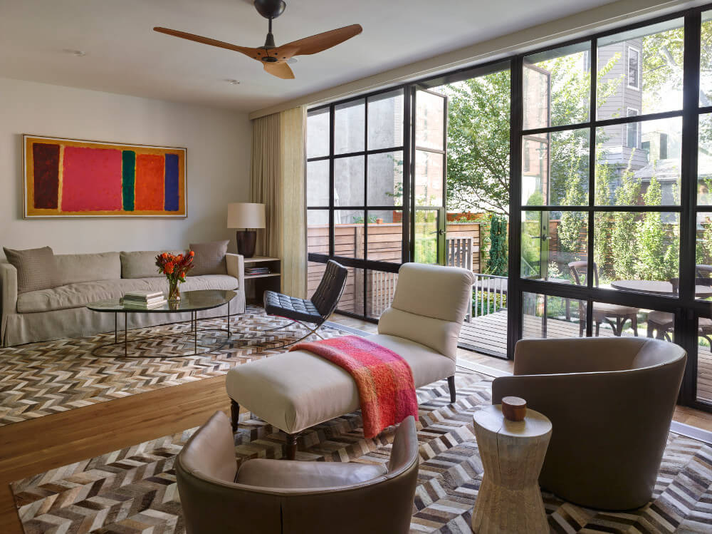 Greenpoint Row House, Living Room by Sherman Architects