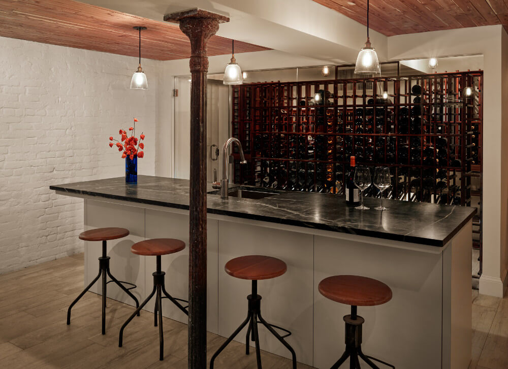 Greenpoint Row House, Wine Cellar by Sherman Architects