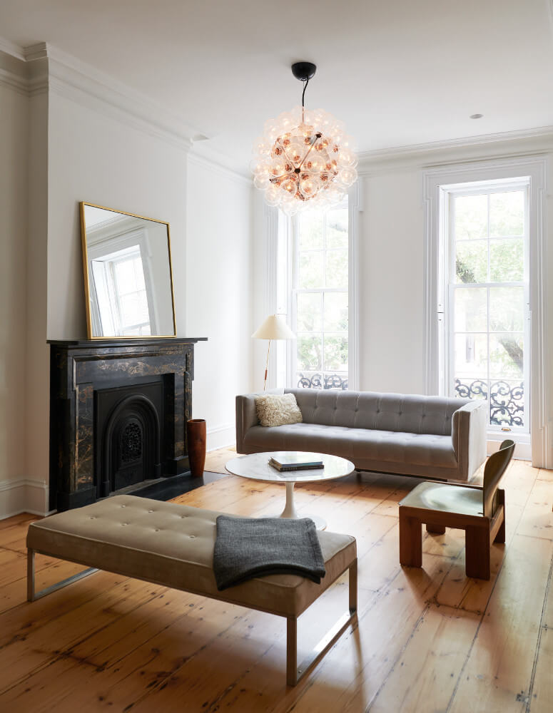 Brooklyn Heights Row House, Living Room by Sherman Architects