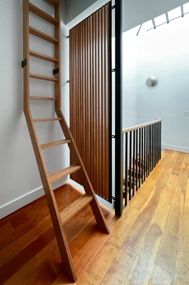 New mahogany roof ladder with slatted mahogany screen