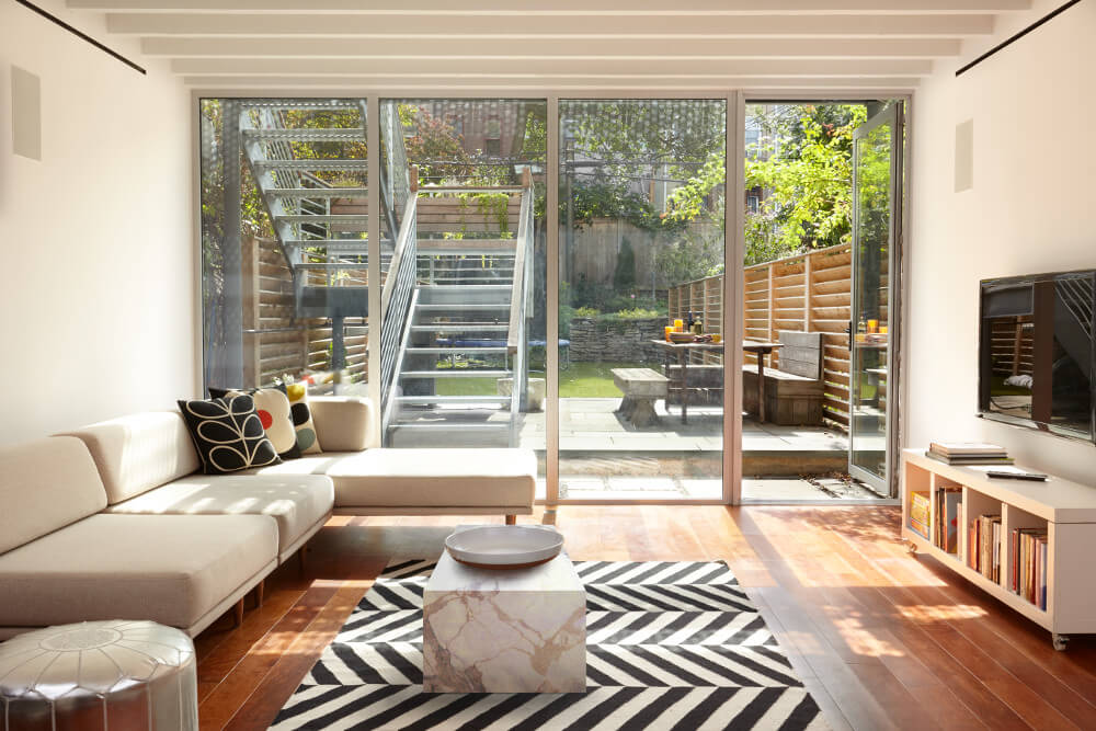 Prospect Heights Addition, Living Room by Sherman Architects