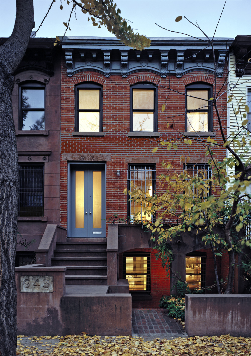 Crown Heights Row House, Front Facade by Sherman Architects