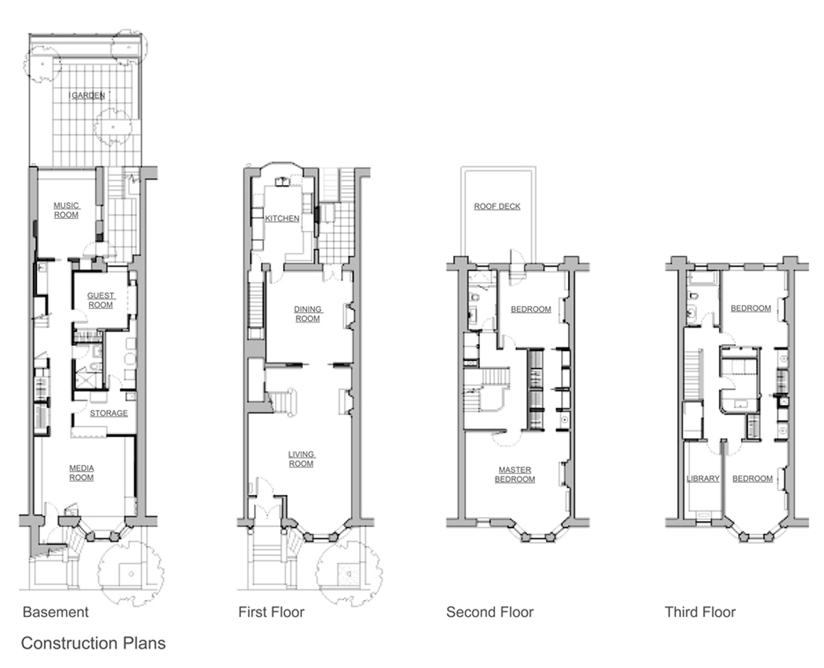 Park Slope Townhouse, plan by Sherman Architects