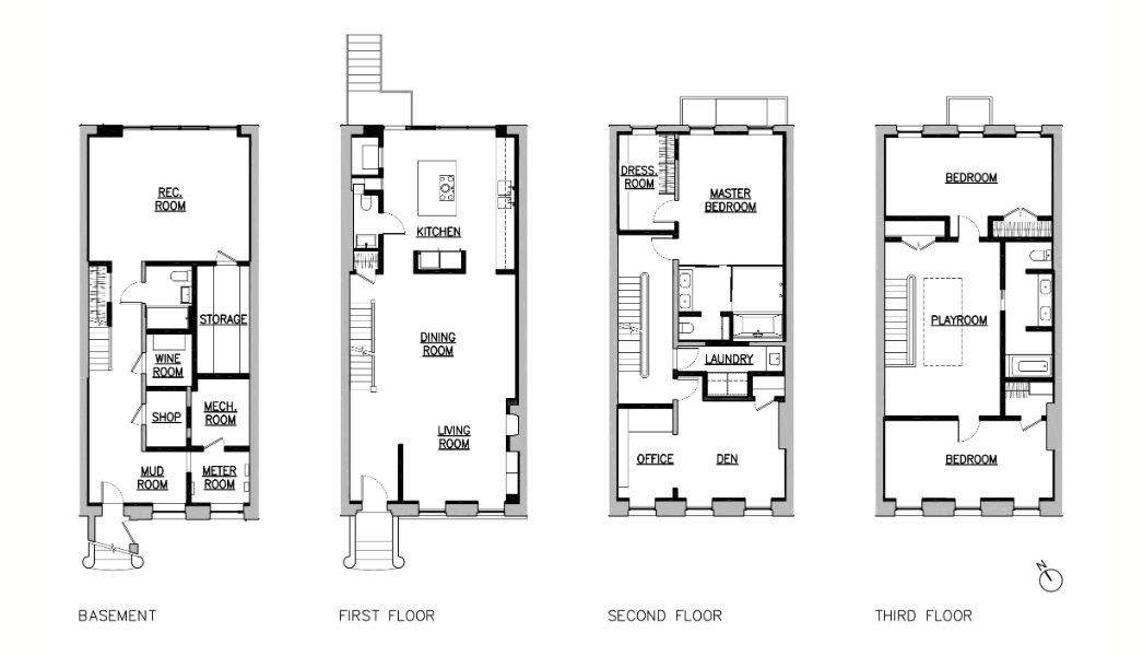 Carroll Gardens Brownstone floorplans by Sherman Architects