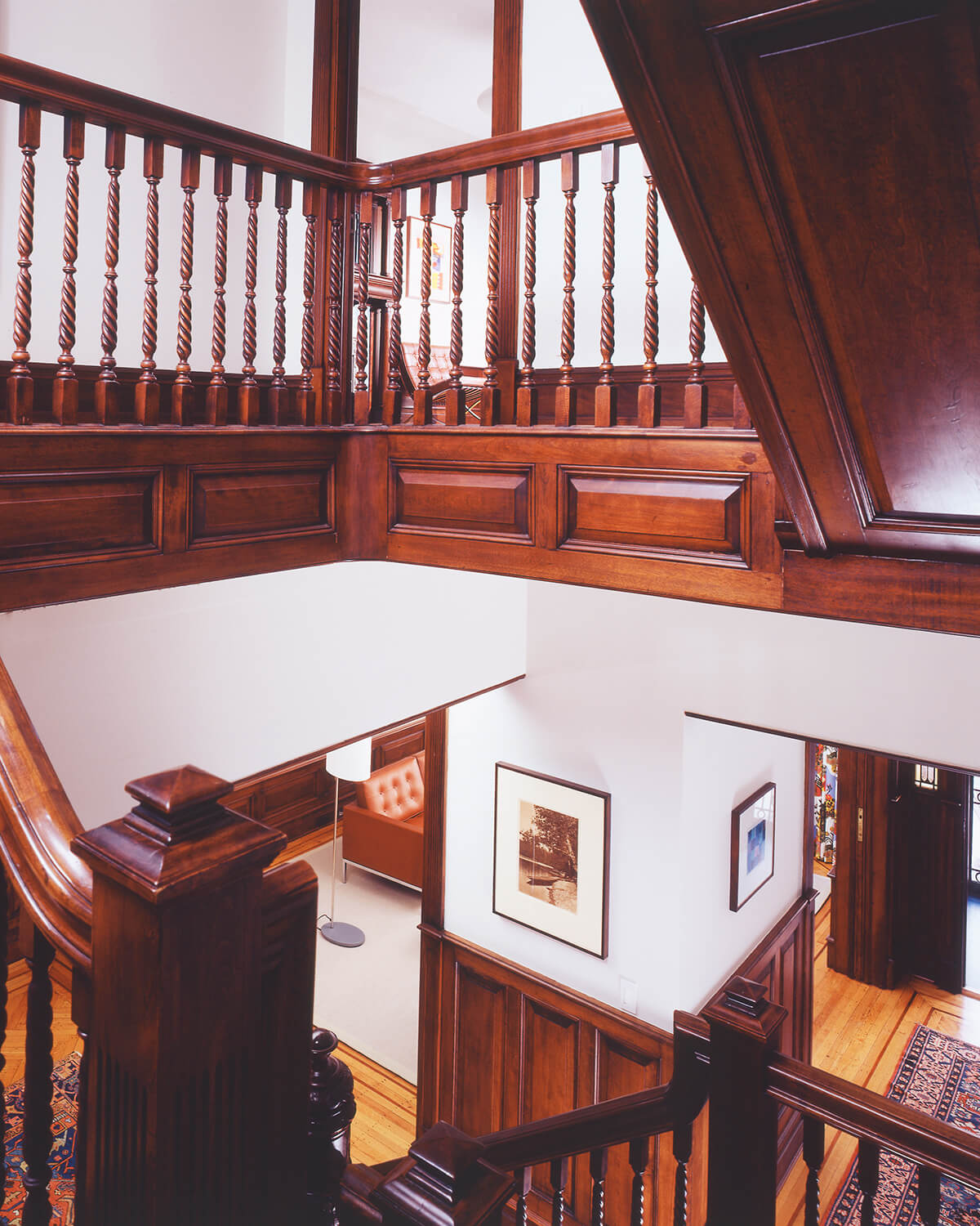 Park Slope Limestone, Staircase by Sherman Architects