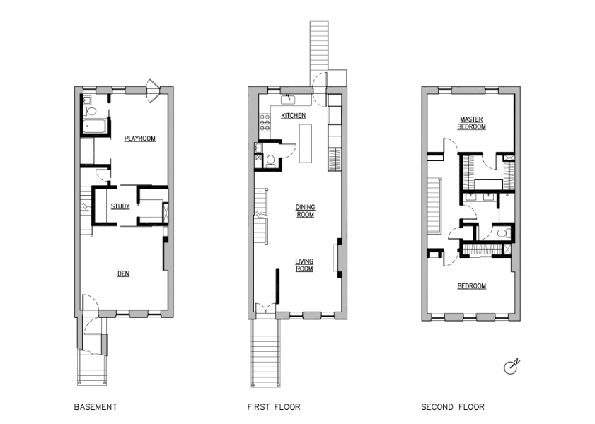 Park Slope Row House, plan by Sherman Architects