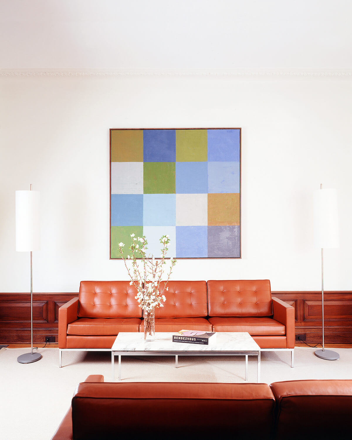 Park Slope Limestone, Living Room by Sherman Architects