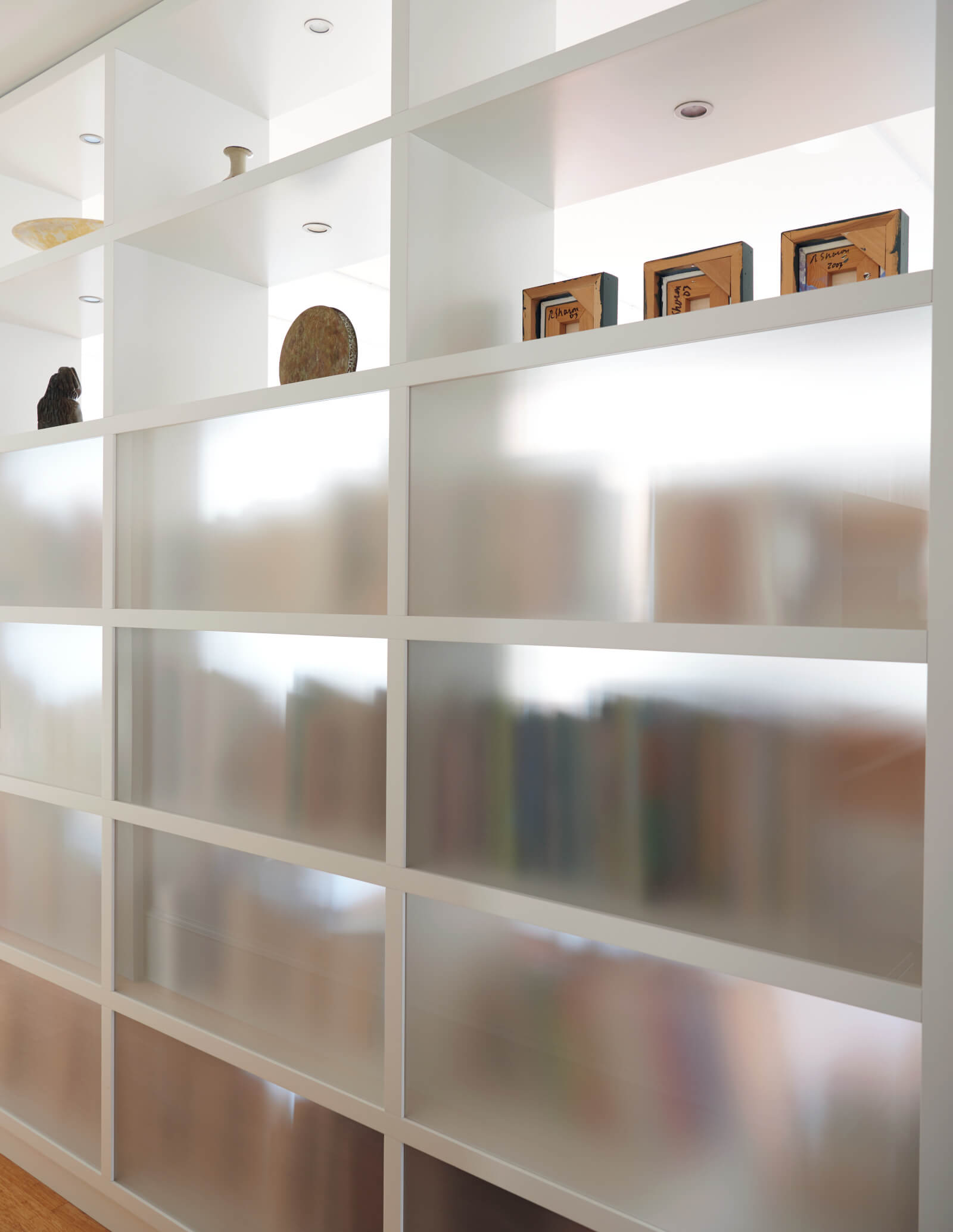 West End Avenue translucent bookshelves
