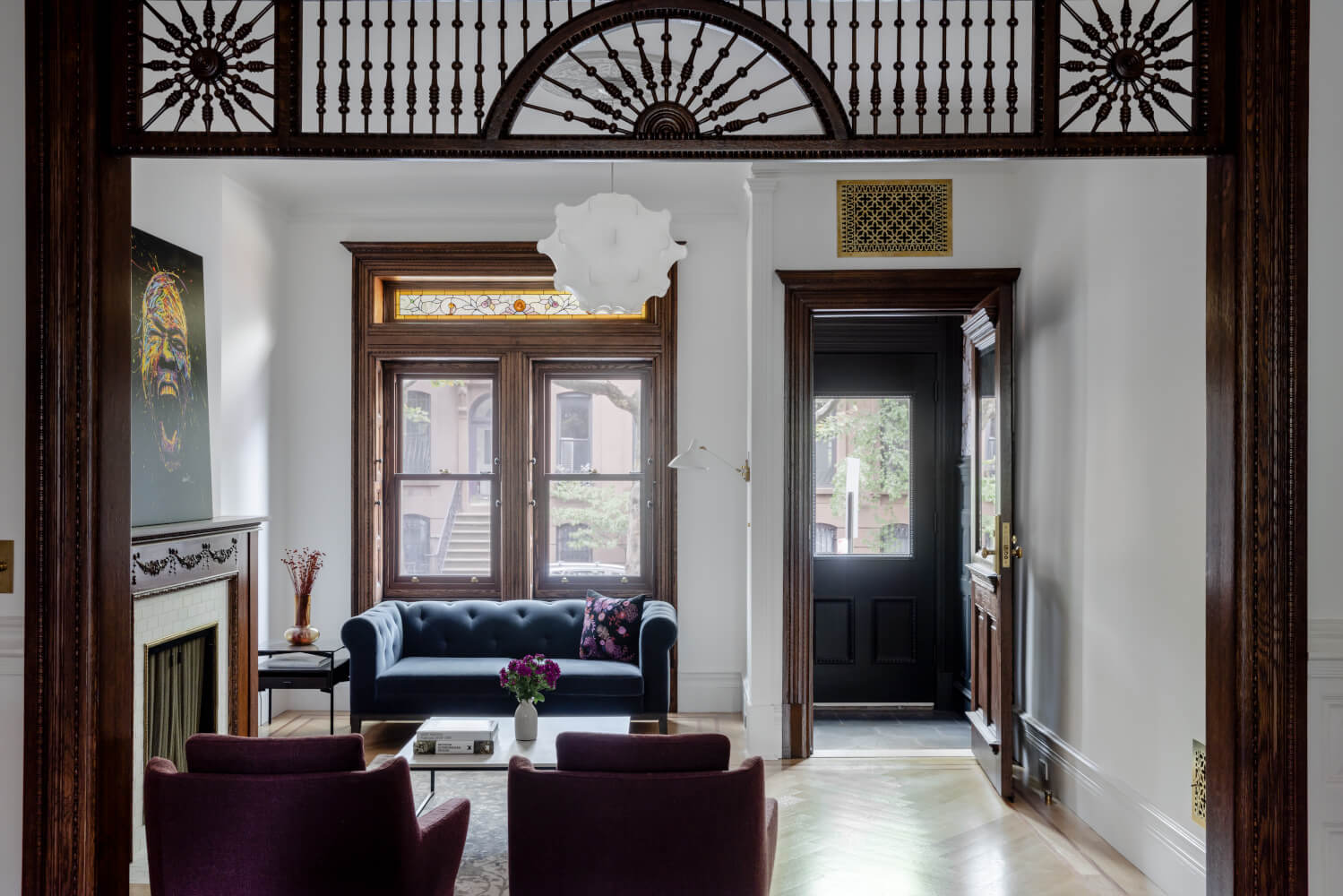 	Prospect Heights Brownstone, Living Room by Sherman Architects