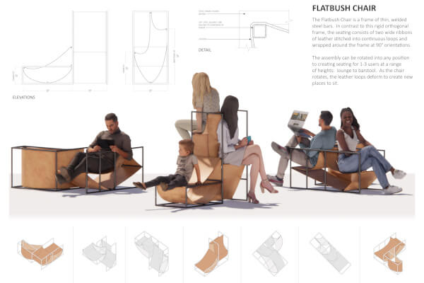 Flatbush Chair - leather loops on a steel frame