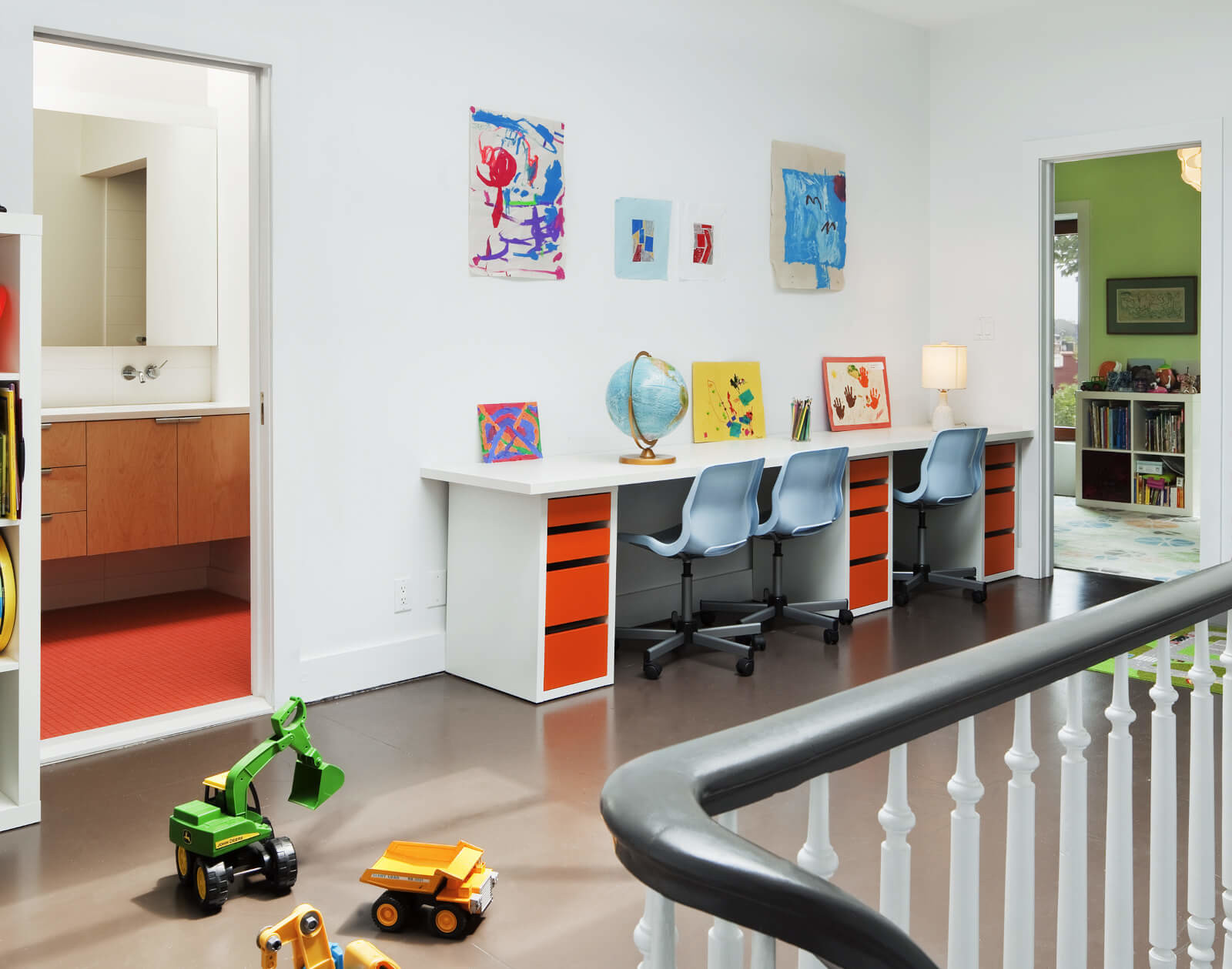 transforming a stair hall into a sunny playroom