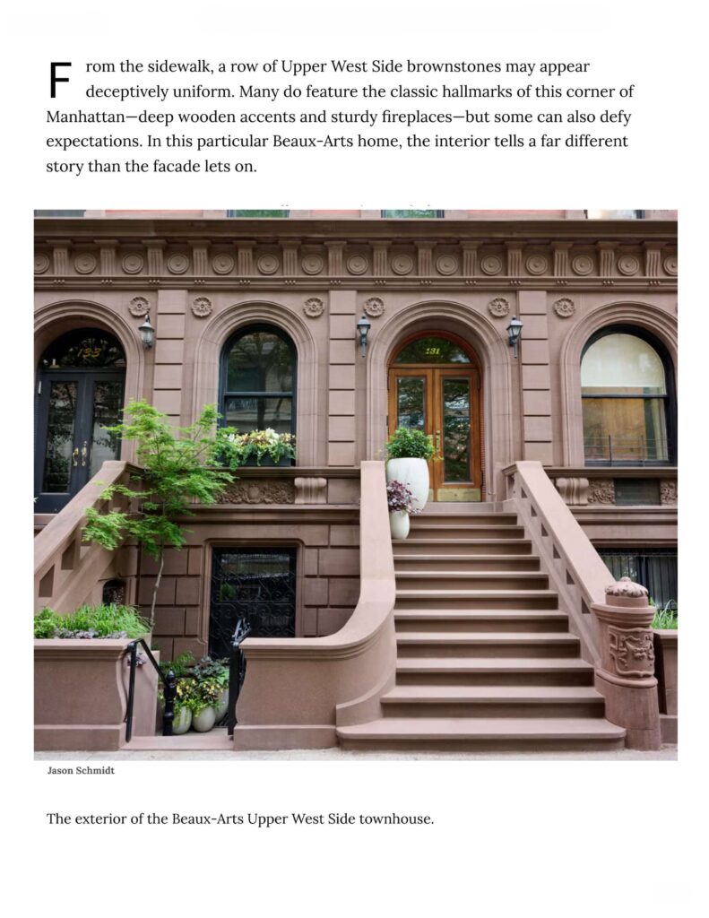 Elle Decor feature on Sherman Architects' Upper West Side brownstone renovation